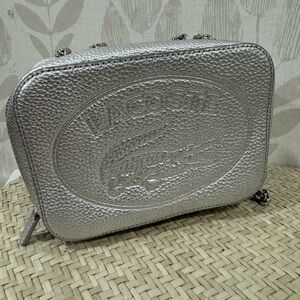 Lacoste Metallic Silver Leather Zip Waist Bag